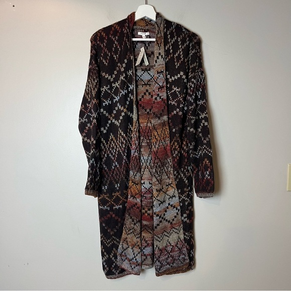 NWT Maurices Chunky Knit Aztec Print Long Open Front Cardigan Medium - Picture 1 of 8